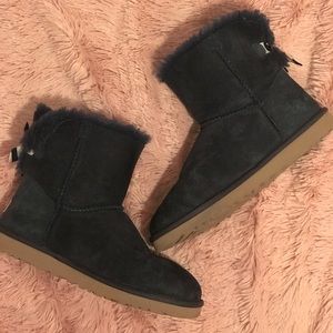 Navy Blue Short Bailey Bow UGG